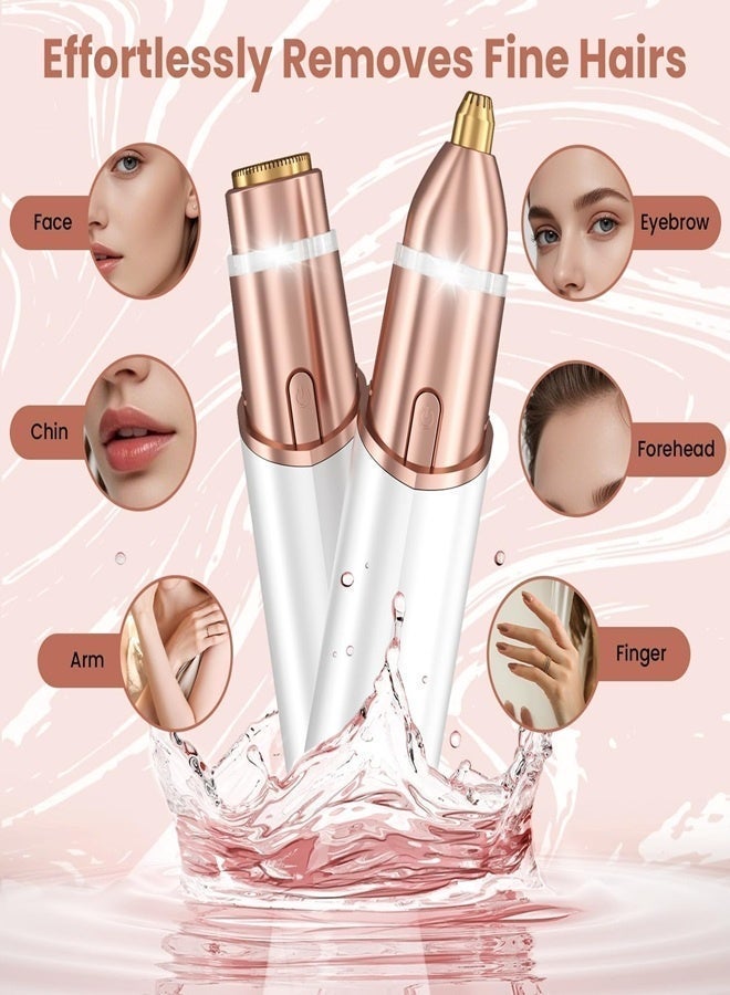 DOLOLO Eyebrow & Facial Hair Removal for Women: 2 in 1 Rechargeable Eyebrow Trimmer & Face Shaver, Painless Electric Facial Eye brow Razors Epilator with Built-in LED Light -Perfect for Face, Lips & Body - Image 2
